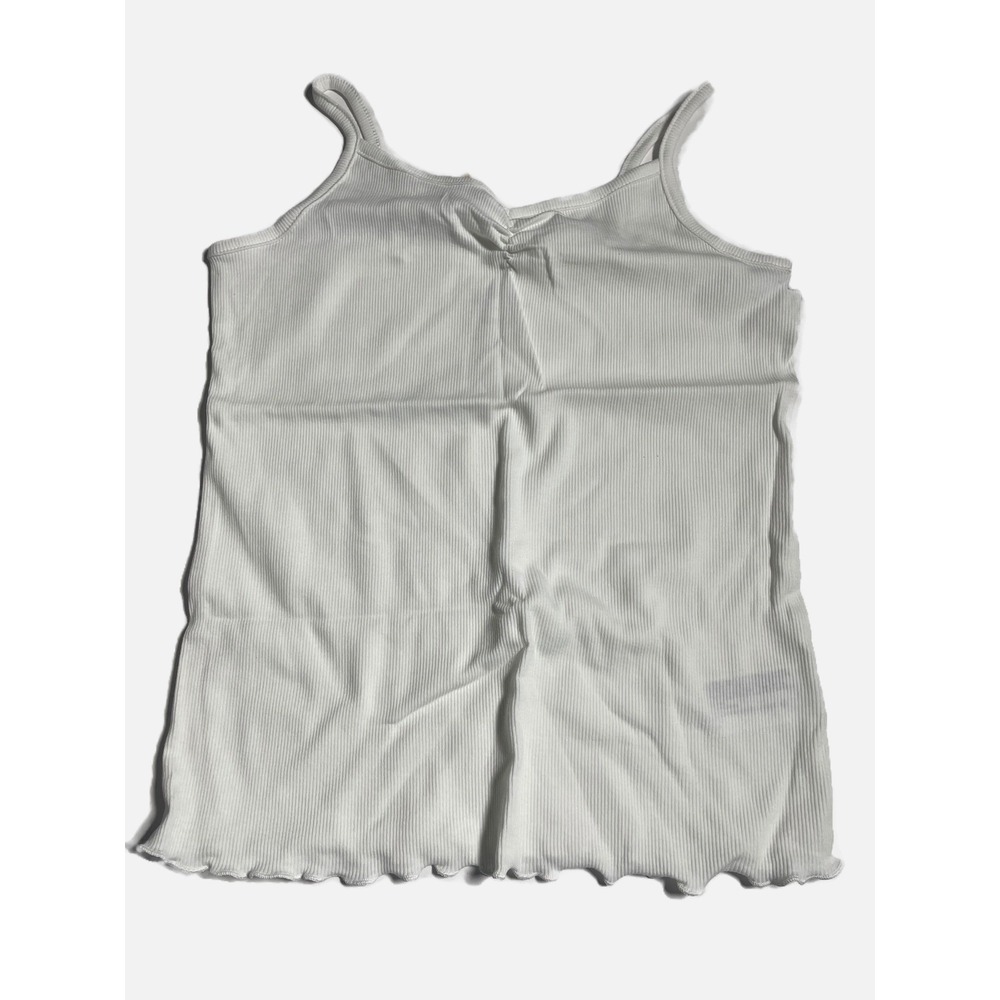 Art Class Tank Top Girls M 8 White Ribbed Lettuce Edge Cinched Cami Casual Basic